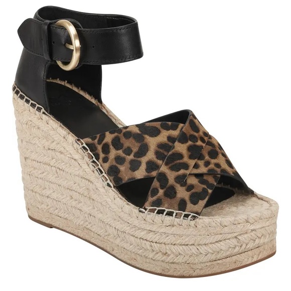 Marc Fisher Shoes - NIB Marc Fisher Amari Leopard Calf Hair Espadrille Wedge Sandal 7.5